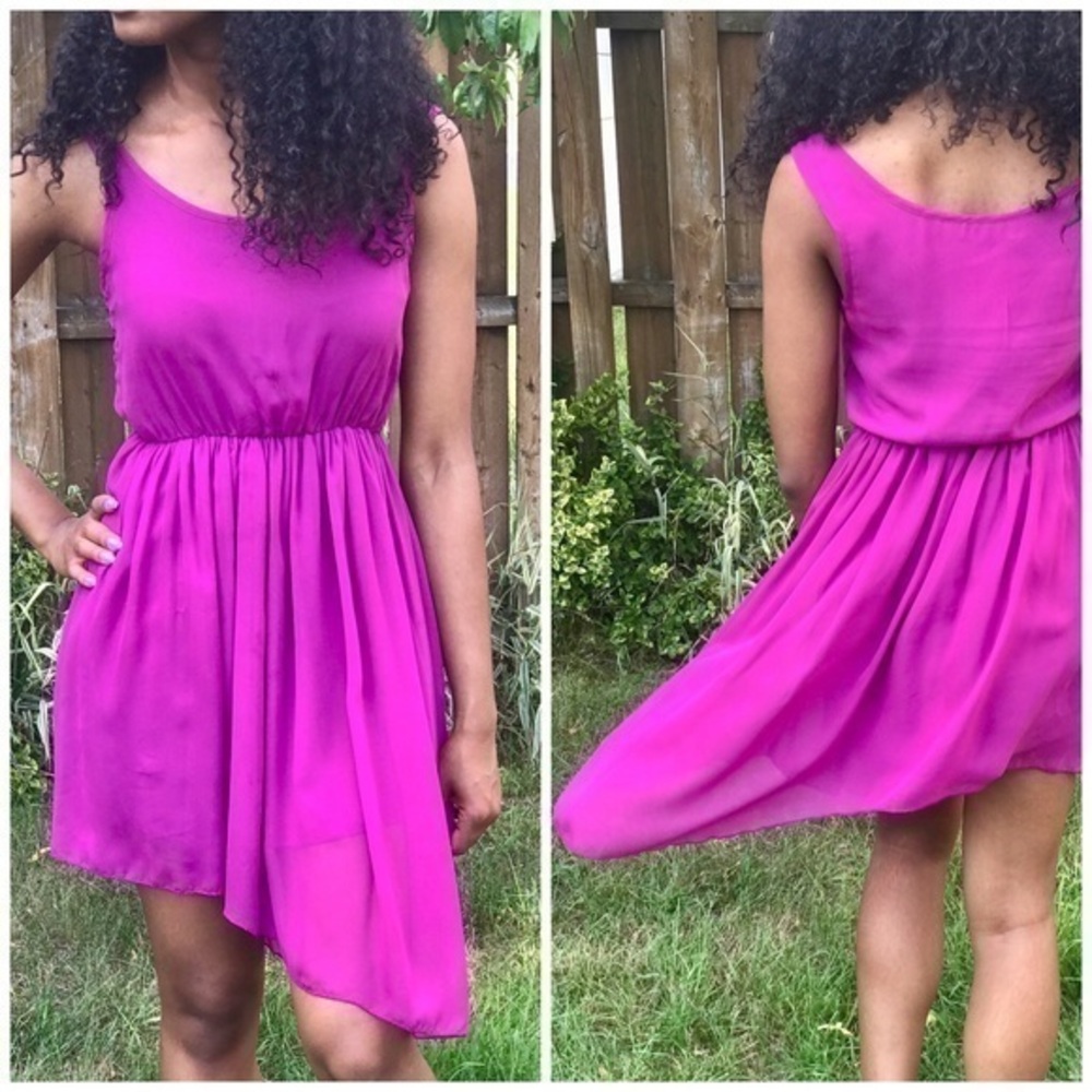 Material Girl Asymmetrical Hem Chiffon Dress